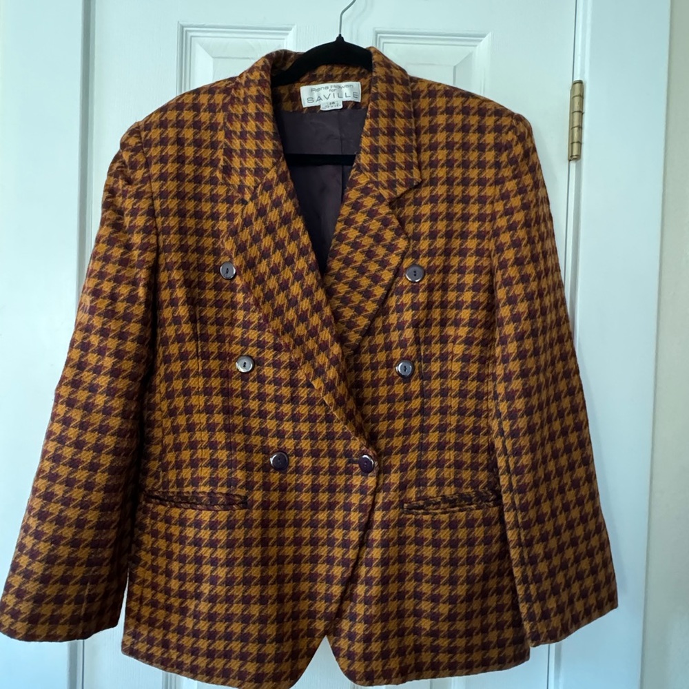 Vintage Rena Rowan for Saville Women's Houndstooth‎ Brown Jacket